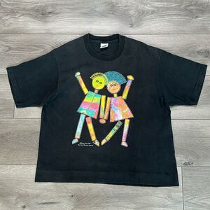 Vintage‎ 1989 Single Stitch Robyn Levy Artsy Graphic Painted Tee Shirt L/XL